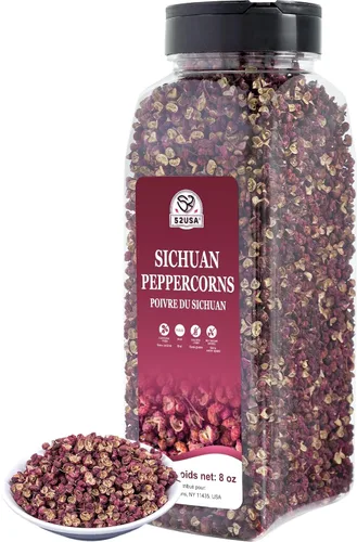 52USA Sichuan Peppercorns, Szechuan Peppercorns, botella de 8 onzas, auténtica pimienta roja entera de Sichuan, sabor fuerte con entumecimiento de