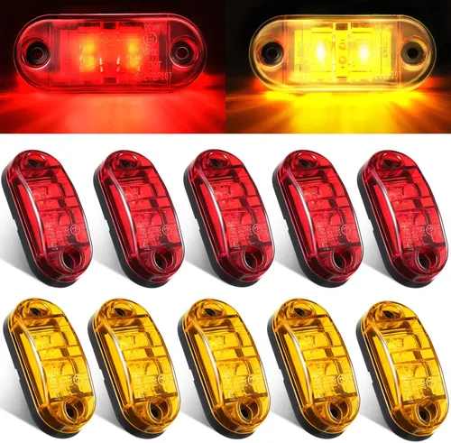 Tallew 10 luces LED de remolque de 2.5 pulgadas, 2 diodos, impermeables, para remolque, marcador lateral, señal ovalada, luces de circulación para