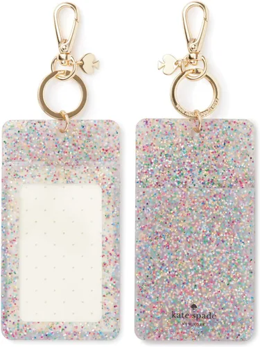 Kate Spade New York Llavero con clip para credencial de identificación, accesorio de llavero de silicona brillante e identificador de maleta,