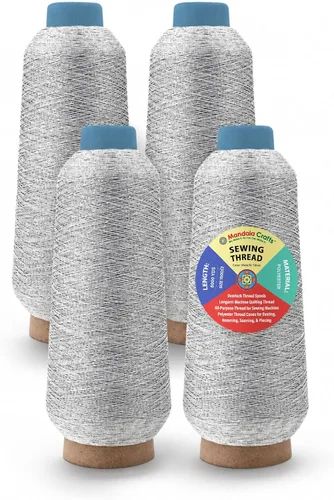 Miniatura 108 de Mandala Crafts 4 Pack of Serger Threads Cones Spools - 20S/2 24000 Yards Polyester Baby Blue Threads for Sergers Machine and Overlock Quilting