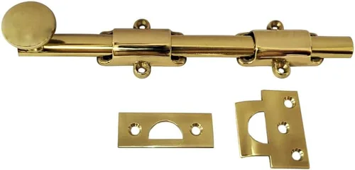 Miniatura 28 de QCAA Perno de puerta holandés de latón macizo, 36 ", latón pulido lacado, 1 paquete, hecho en Taiwán 35.8 in - Latón pulido lacado