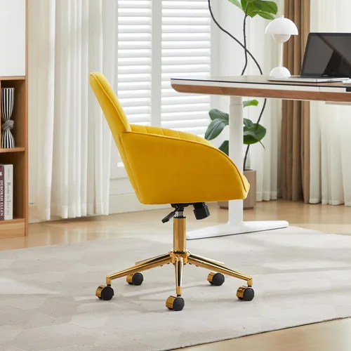 Miniatura 4 de Silla de escritorio de terciopelo para oficina en casa, moderna y bonita silla de trabajo para computadora con respaldo, silla de tocador tapizada