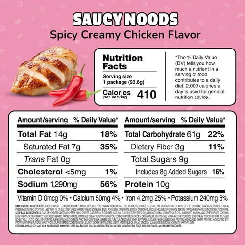 Miniatura 2 de Maruchan Ramen - Fideos de pollo cremosos picantes, fideos picantes - Estilo salteado, salsa atrevida inspirada en Corea, rico sabor, fabricado