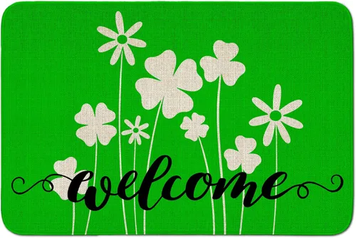 Miniatura 19 de Tapete de bienvenida para puerta de exterior, color verde cactus, 36 x 24 pulgadas, antideslizante, lavable, tapete para puerta de entrada