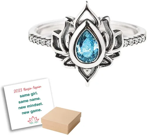 OVNMFH Anillo de loto Begin Again S925, anillo de loto del mismo nombre de la misma niña, sin barro, sin loto, regalos de joyería para mujeres