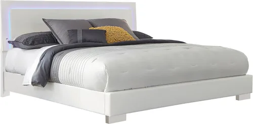 Miniatura 10 de Coaster Home Furnishings Felicity - Madera - Cama de panel Queen con cabecera tapizada, interruptor táctil, luz LED azul y estribo bajo, dormitorio