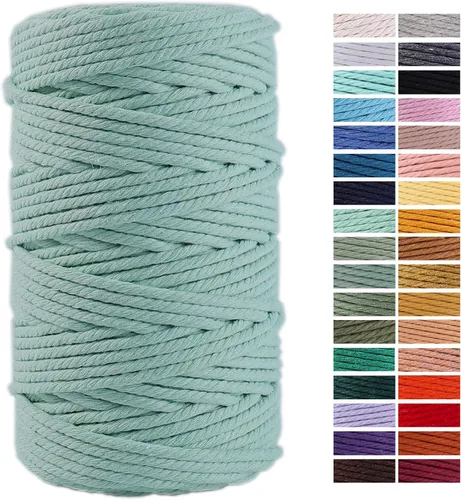Miniatura 45 de Cuerda de Macramé Gris Claro 3mm x 109 Yardas, Cuerda de Algodón de Colores Cuerda para Manualidades Cuerda de Algodón Colorida para Colgar