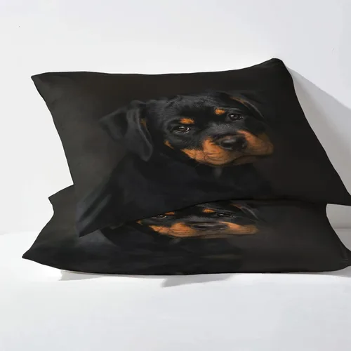 Miniatura 2 de Rottweiler - Funda de edredón tamaño individual Juego de ropa de cama para perros 2 piezas Funda de edredón con patrón de microfibra suave