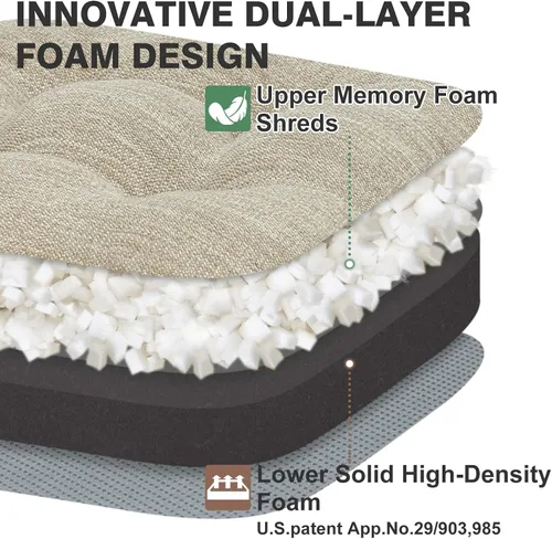 Miniatura 2 de Shinnwa Juego de 2 cojines para silla de comedor, cojines para silla de cocina de espuma viscoelástica de doble capa, almohadillas de asiento