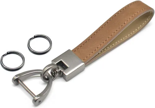 MECHCOS Llaveros de cuero genuino para llaves de automóvil para hombres y mujeres con anillo en D, destornillador, llaveros y giro giratorio de 360
