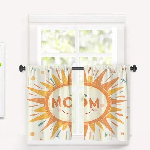 Miniatura 32 de Cortinas de cocina de hojas de arce otoñales para ventanas, hojas verdes y rojas sobre cenefas opacas negras, tratamientos de ventana de poliéster