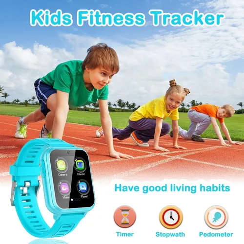 Miniatura 6 de Cosjoype Relojes inteligentes para niños niñas Reloj para niños con pantalla táctil HD con 24 juegos de rompecabezas, cámara, reproductor de música