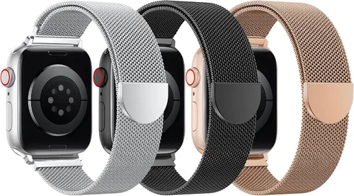 Miniatura 10 de BELONGME Paquete de 3 correas de malla en bucle compatibles con Apple Watch para mujeres y hombres 40mm 41mm 38mm 42mm 44mm 45mm 49mm 46mm Series 11