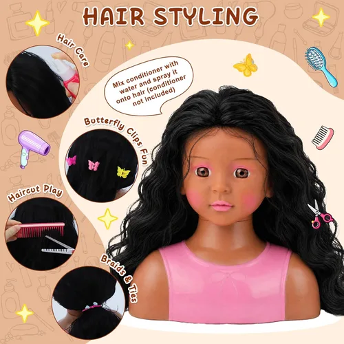 Miniatura 4 de Cabeza de muñeca para peinar el cabello para niños