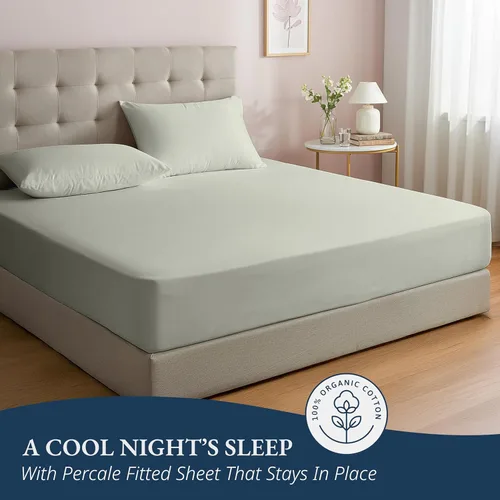 Miniatura 5 de LANE LINEN Sábanas ajustadas Twin XL, juego de 2 piezas 100% algodón orgánico (1 sábana ajustada, 1 funda de almohada), tejido percal, sábana de 07