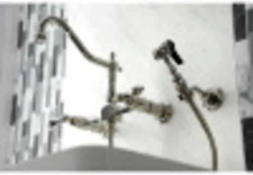 Miniatura 7 de Kingston Brass KS1248ALBS Heritage - Grifo de cocina con puente de montaje en pared con spray de latón, níquel cepillado cepillado níquel