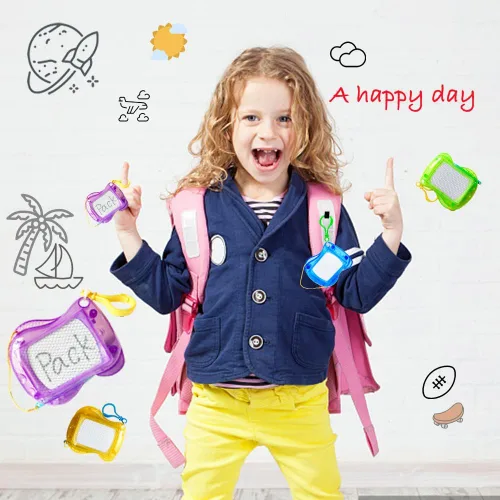 Miniatura 6 de Paquete de 24 mini tableros de dibujo magnéticos con llavero para mochila, juguetes de bocetos borrables al por mayor para niños, aula, regalos
