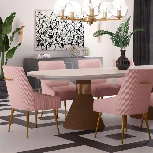 Miniatura 2 de Tov Furniture Beatrix - Silla auxiliar de comedor de terciopelo plisado (rubor)