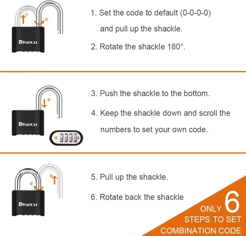 Miniatura 4 de Candado de combinación de 4 dígitos resistente, resistente al agua, para exteriores, para casillero de gimnasio escolar, unidad de almacenamiento