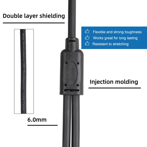 Miniatura 6 de Smithok Cable divisor XLR, hembra a doble macho Y (divisor XLR 1 hembra a 2 macho), adaptador de audio de cable divisor de micrófono equilibrado