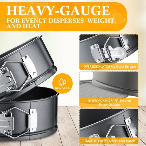Miniatura 3 de Sunnyray Juego de 16 moldes para tartas de queso pequeñas de 4.7 pulgadas con parte inferior extraíble, moldes redondos antiadherentes a prueba
