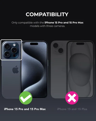Miniatura 2 de UARMOR - Protector de lente de cámara para iPhone 15 Pro y 15 Pro Max 9H vidrio templado y anillo de aluminio, transparente HD, kit de fácil Brillo