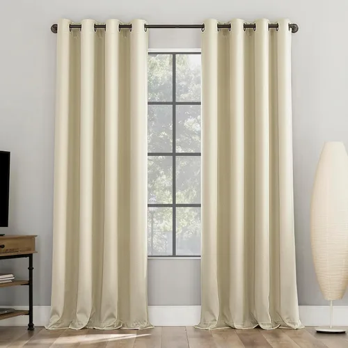 Sun Zero Nordic - Juego de 2 paneles de cortinas 100 % opacas con ojales, calidad de teatro, reducción de ruido, 52 x 84 pulgadas, color crema Crema
