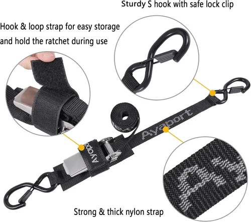 Miniatura 3 de Ayaport Correas de amarre para barco al remolque (trinquete de acero inoxidable) 3 pies, 2400 libras, resistencia a la rotura, correas de trinquete