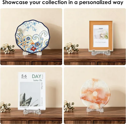 Miniatura 7 de Caballete acrílico, soporte de placa para exhibición, soporte de exhibición transparente ajustable para platos de 7 a 12 pulgadas, libro, tarjeta