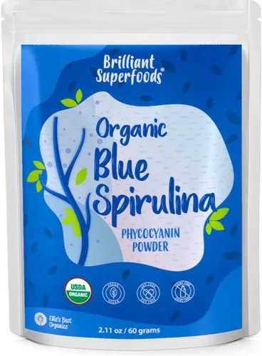 Ellie's Best Polvo de espirulina azul orgánico (extracto de ficocianina), 60 porciones, sin olor, vegano, sin OMG, sin gluten, sin lácteos,