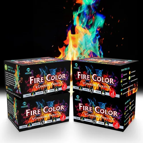 Miniatura 7 de MEKER Paquetes de Cambio de Color de Fuego – Fogata, Fogatas, Chimeneas al Aire Libre, Hoguera – Color de Fuego – Accesorios Perfectos de Campamento
