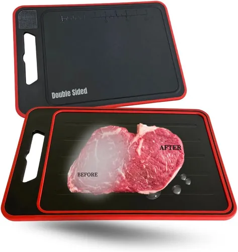 Evelots - Bandeja de descongelación rápida para carne congelada con tabla de cortar y rallador de ajo - Descongela alimentos congelados de forma