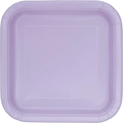 Platos llanos cuadrados sólidos de lavanda, 9 pulgadas (paquete de 14), calidad premium, perfectos para fiestas y eventos