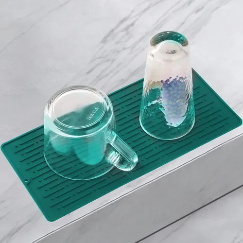 Miniatura 15 de GeeRic Tapete para secar platos, tapete de silicona resistente al calor para encimera de cocina, tapete antideslizante para secar platos, apto
