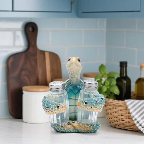 Miniatura 5 de Hodao Figuras de pulpo con salero y pimentero, juego de pulpo con soporte para bar de playa o decoración de cocina tropical, decoración de mesa