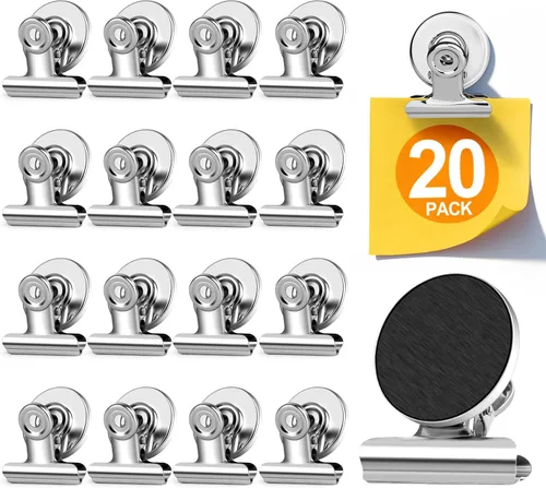 Miniatura 8 de 20 unidades de clips magnéticos, imanes para nevera, imanes para refrigerador, clips magnéticos negros para pizarra, imanes de clip