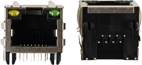 Miniatura 2 de Red Ethernet blindado RJ45 con luces LED 8P8C hembra conectores de enchufe 8pin montaje en PCB para cable Ethernet Cat5, Cat5e, Cat6
