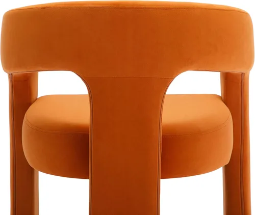Miniatura 9 de VESCASA Silla de Comedor de Barril de Terciopelo con Respaldo Abierto, Sillón Lateral de Acento Moderno Tapizado con 3 Patas para Terciopelo naranja