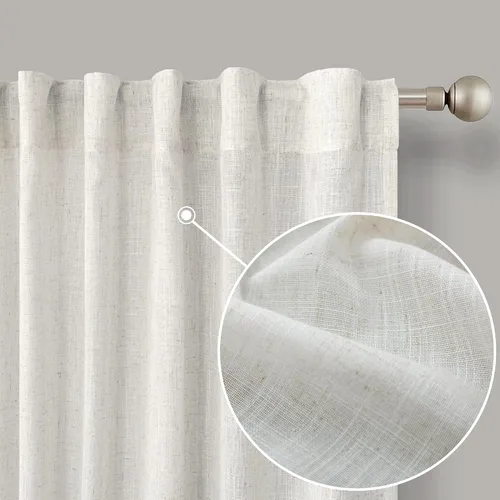 Miniatura 8 de KOUFALL Cortinas transparentes de lino de 90 pulgadas, cortinas para Sala Modernas 2025 De Lino Elegantes, cortinas personalizadas con pestaña