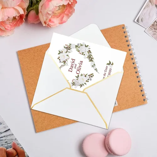 Miniatura 8 de 50 sobres blancos de 5 x 7 pulgadas, sobres de invitación tamaño A7, sobres para tarjetas de correo con solapa en V, sobres de sellado rápido