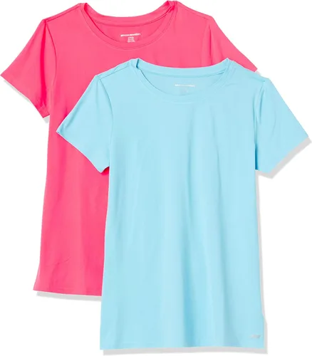 Tienda Essentials - Camiseta Tech elástica de manga corta con cuello redondo para mujer (disponible en tallas extragrandes), paquete múltiple
