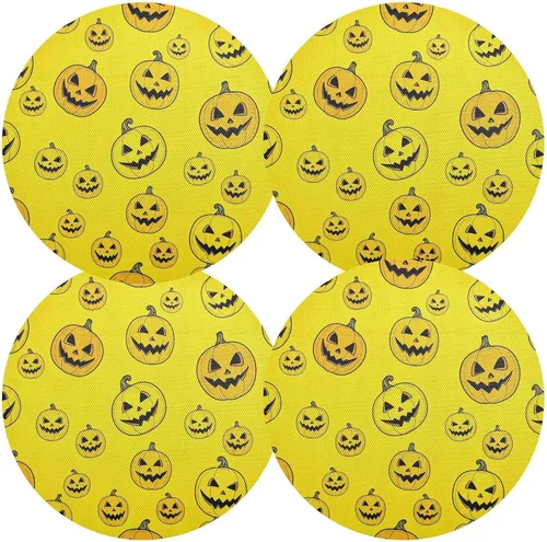 Miniatura 2 de Yellow Pumpkins Dining Room Table Placemats, Non Slip Placemats Set Washable for Kitchen Table one sizex6