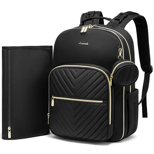 Miniatura 13 de LOVEVOOK - Mochila para pañales, bolso acolchado para bebé con cambiador y porta chupón, mochila impermeable de viaje para pañales para niños
