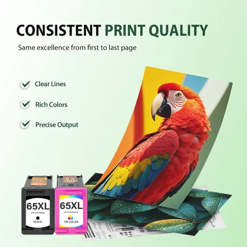 Miniatura 5 de 65XL 65 Cartuchos de tinta negro/color Combo Pack DeskJet 3755 Envy 5055 Compatible Reemplazo para HP 65XL Negro y color para HP DeskJet 3772 3752