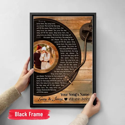 Miniatura 5 de H-DEWALL Lienzo personalizado con letras de canciones enmarcado, regalos para ella, obra de arte para el dormitorio, lienzo musical personalizado
