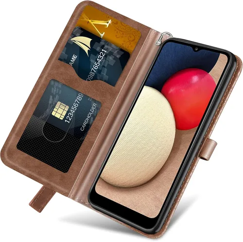 Miniatura 2 de Funda tipo cartera para Samsung Galaxy A03s con tarjetero y ranura a prueba de golpes, de piel sintética, con función atril, protección magnética