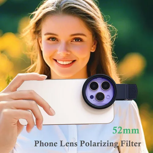 Miniatura 3 de Filtro CPL de 52mm para lente de cámara de teléfono, filtro CPL para iPhone 16 15 14 13 12 11, Samsung BLU, Motorola, Xiaomi y otros teléfonos