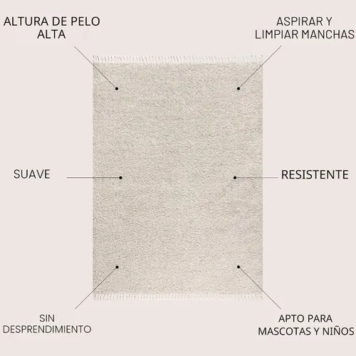 Miniatura 3 de JONATHAN Y Mercer Shag - Alfombra de felpa con borlas color crema para interiores, 3 x 5 pies, contemporánea, moderna, fácil de limpiar, para sala