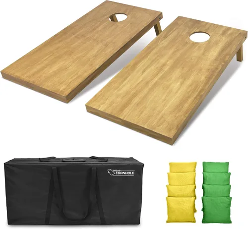 Miniatura 42 de GoSports 4 ft x 2 ft Regulation Size Wooden Cornhole Boards Set with Light Brown Finish - Includes Carrying Case and Bean Bags Negro- gris