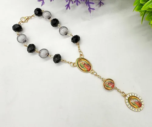 Miniatura 4 de Nuestra Señora Guadalupe Virgen María Centro de mesa Bautismo Recuerdos de Bautizo Rosario Pulsera Recuerdos Fiesta de Recuerdos - 12 Piezas